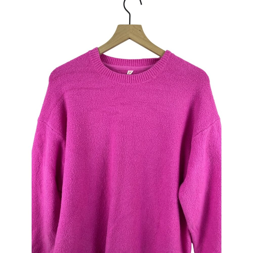 Anthropologie Daily Practice Womens Medium Oversiz Fuschia Boucle Sweater Dress - Picture 2 of 9